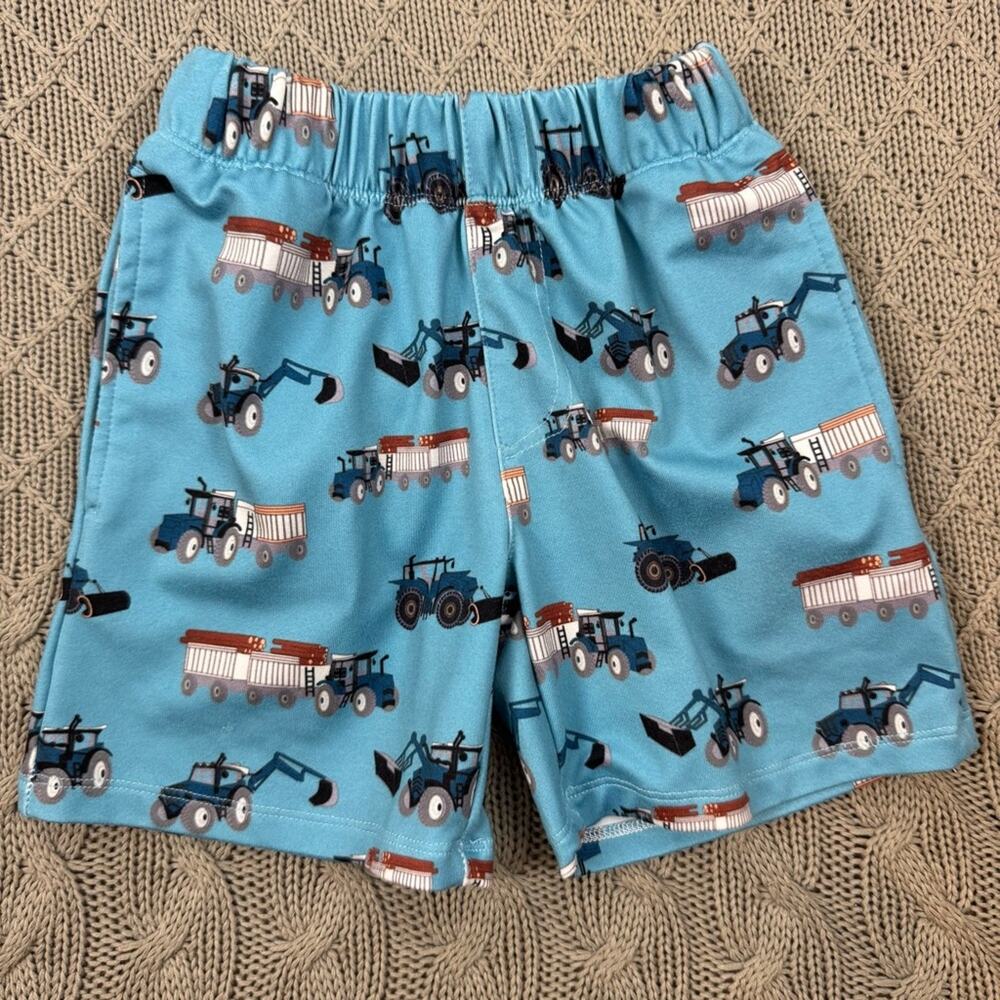 Millie & Max Boys Tractor Print Blue Pull On Shorts ~ 18M